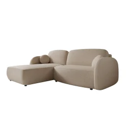 Ometa - Hoekbank 3-zits met slaapfunctie - Stof beige