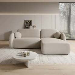 Ometa - Hoekbank 3-zits met slaapfunctie - Teddystof beige
