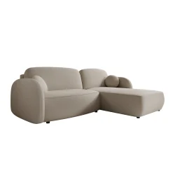 Ometa - Hoekbank 3-zits met slaapfunctie - Teddystof beige