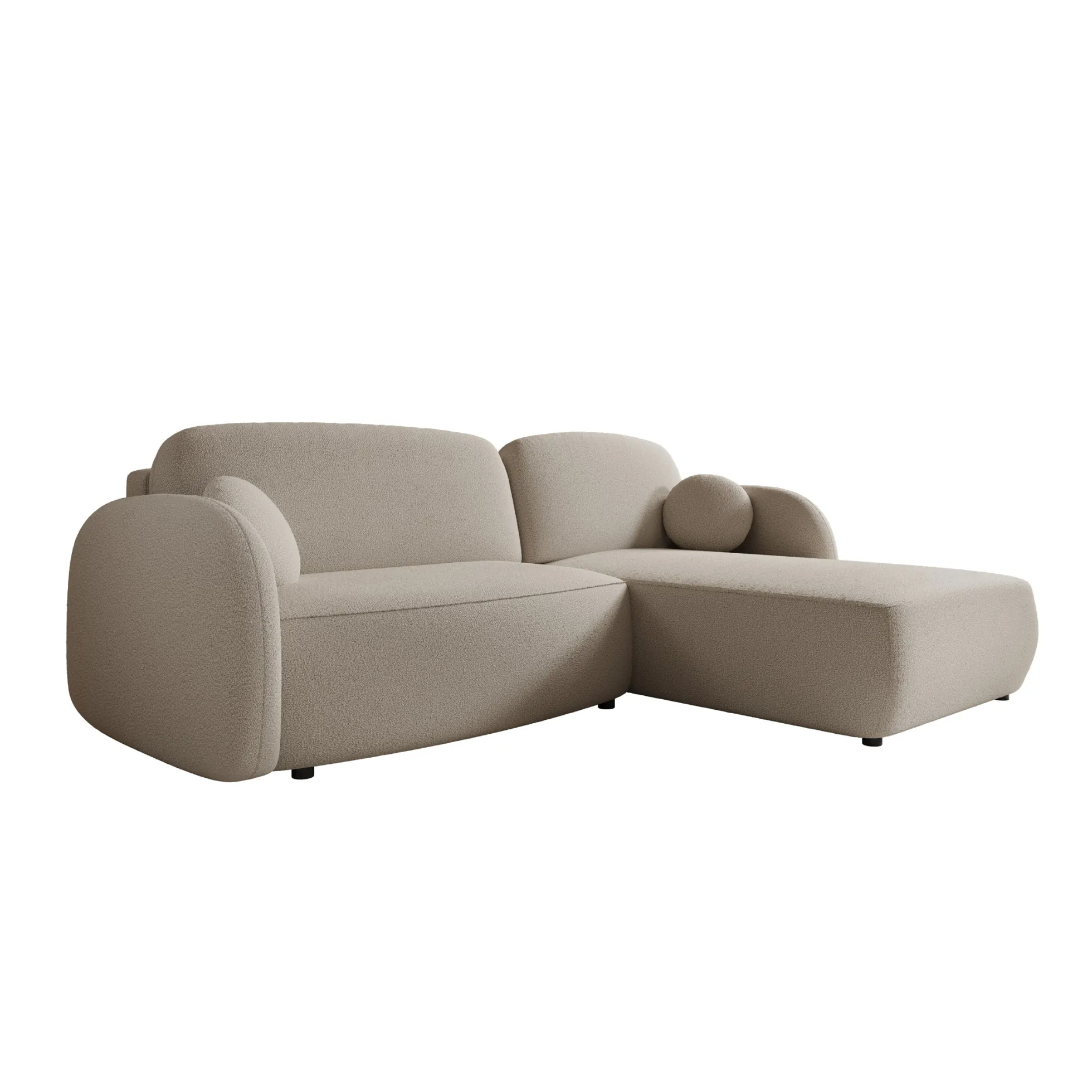 Ometa - Hoekbank 3-zits met slaapfunctie - Teddystof beige