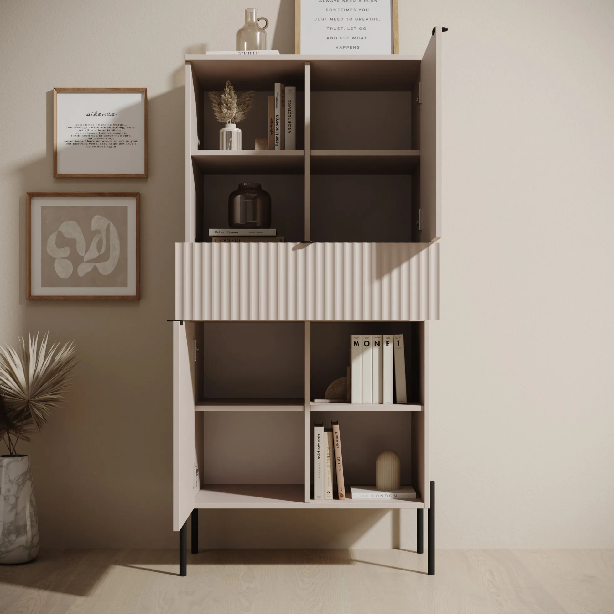 Oriya - Boekenkast - Beige - 70x40x150 cm