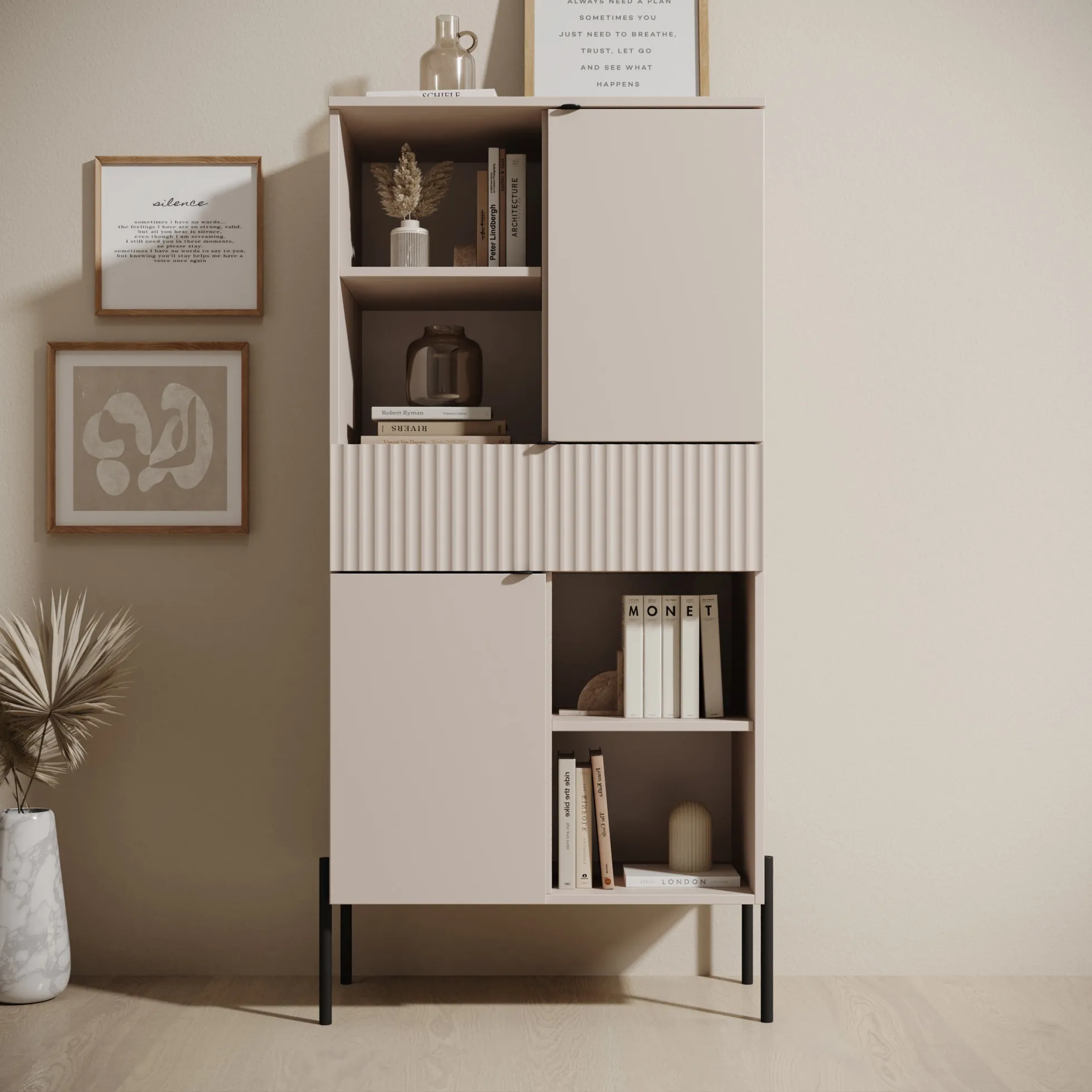 Oriya - Boekenkast - Beige - 70x40x150 cm