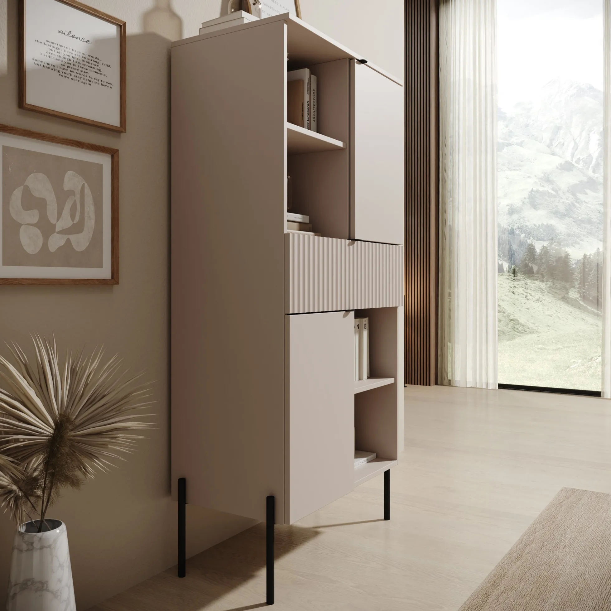 Oriya - Boekenkast - Beige - 70x40x150 cm
