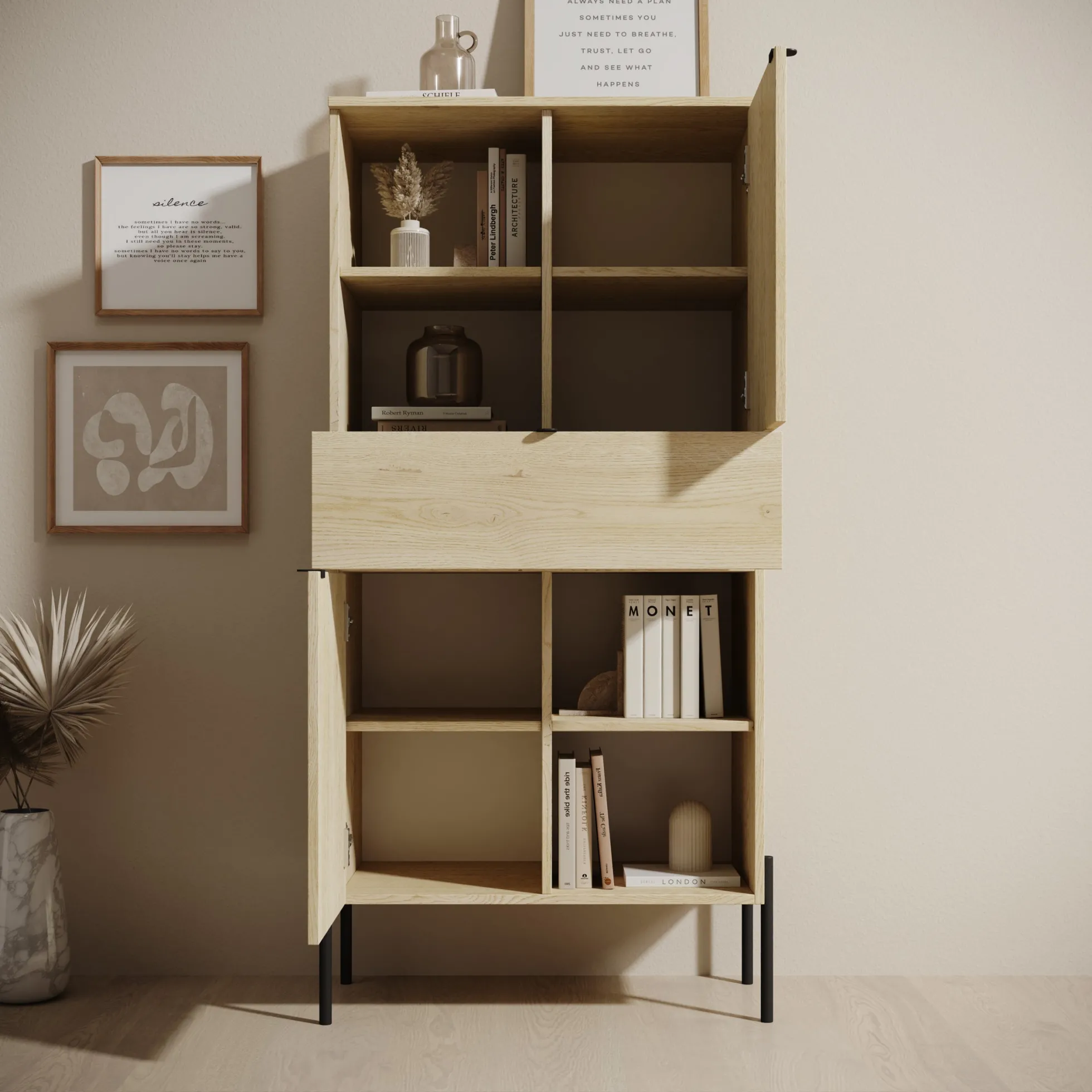 Oriya - Boekenkast - Eikenpatroon - 70x40x150 cm