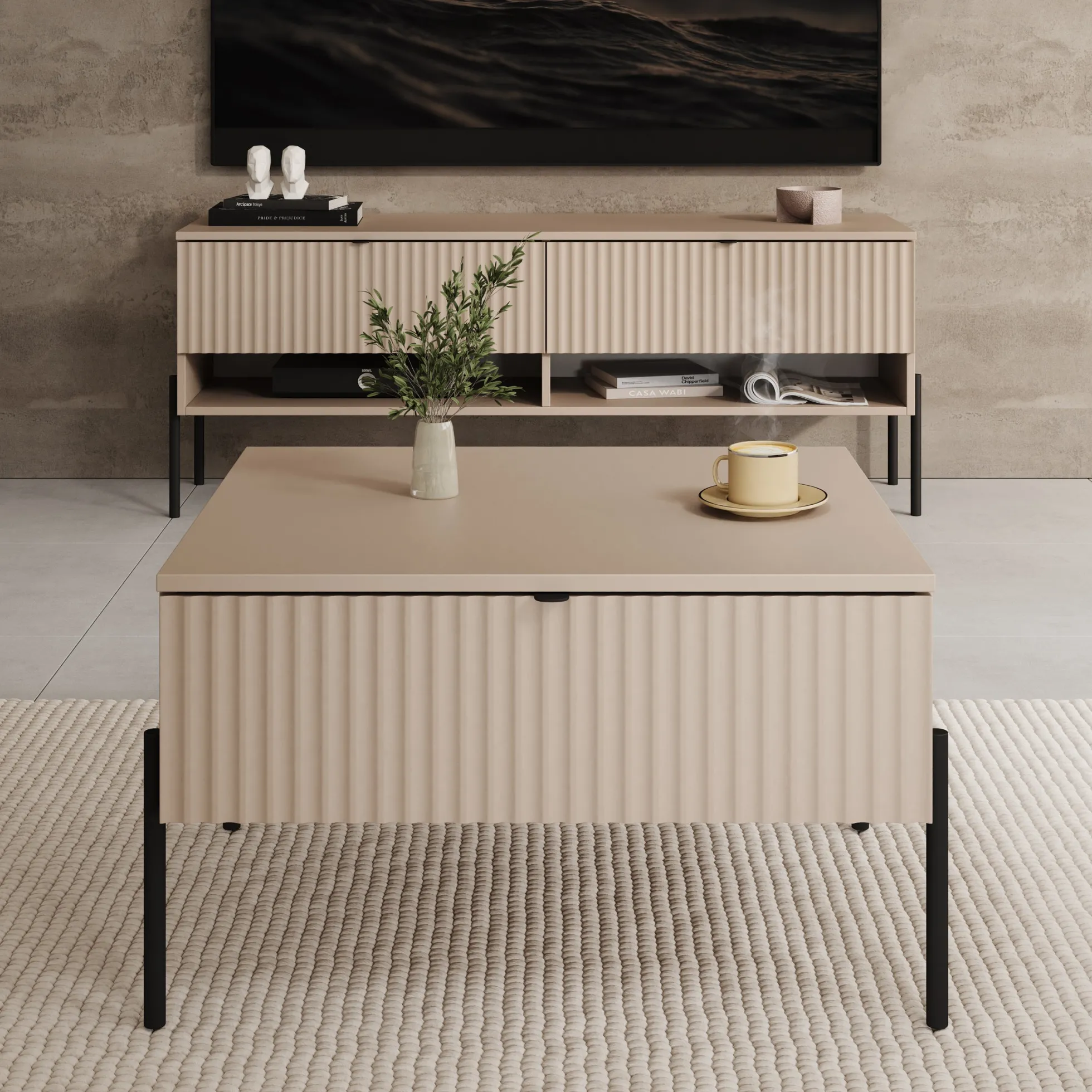 Oriya - Salontafel - Beige - 70x60x43 cm