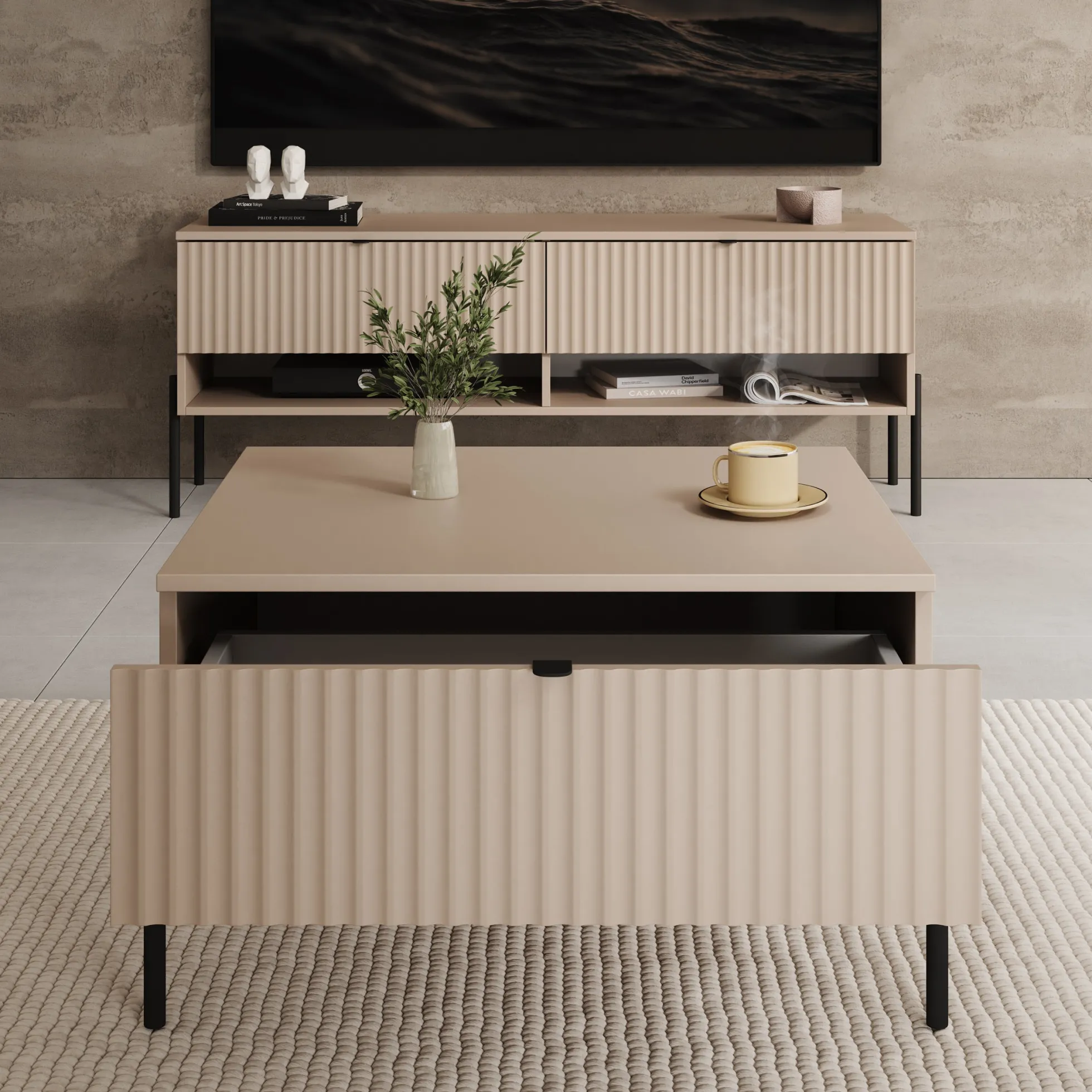 Oriya - Salontafel - Beige - 70x60x43 cm