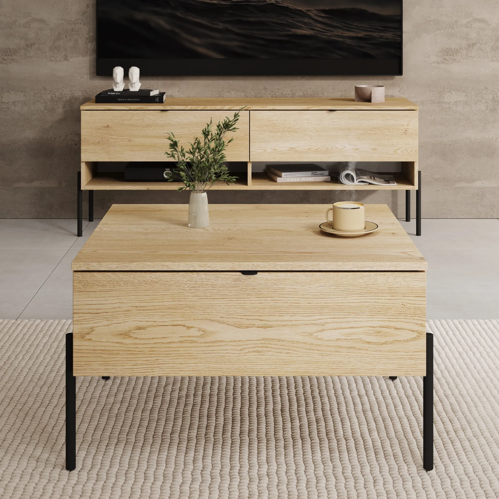 Oriya - Salontafel - Eikenpatroon - 70x60x43 cm