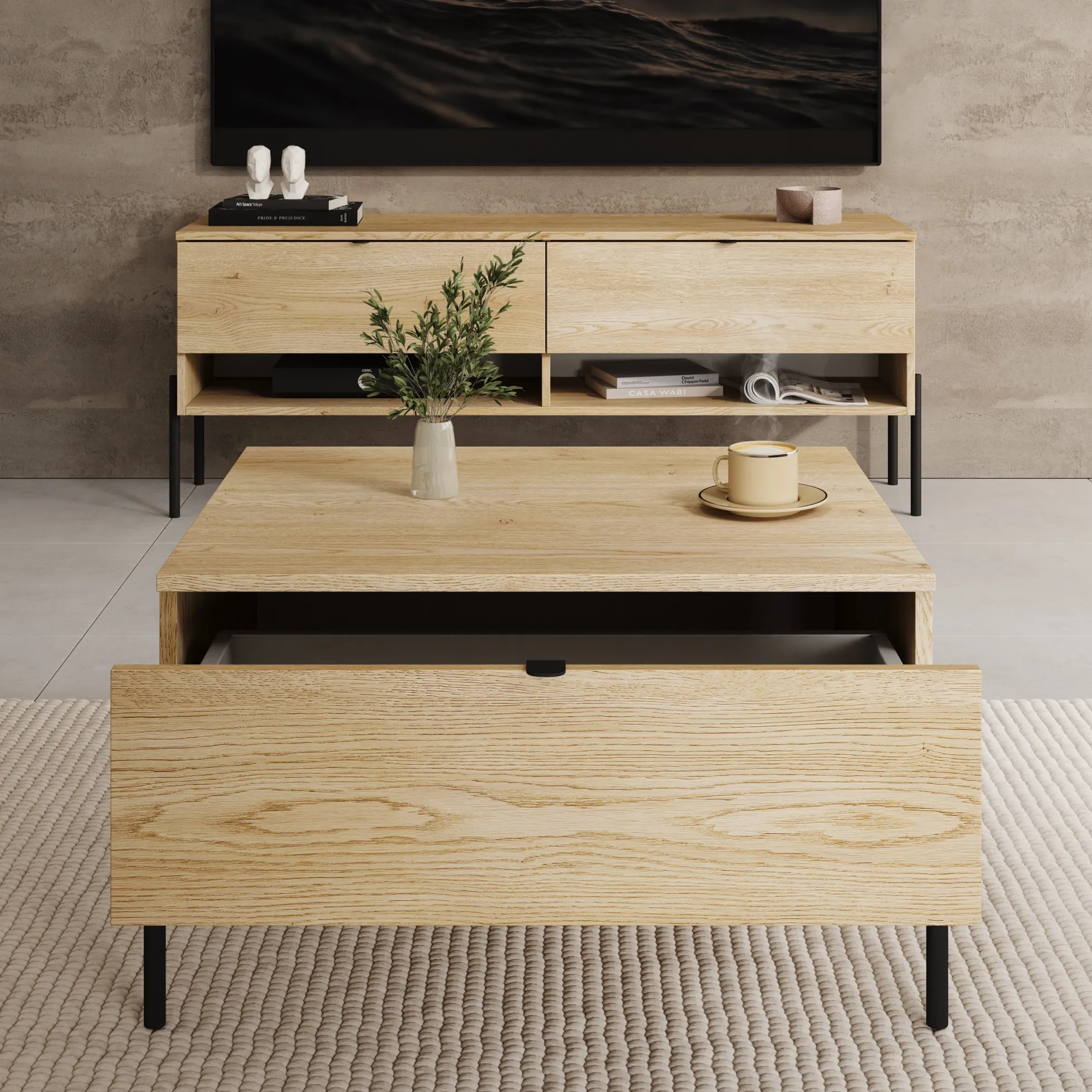 Oriya - Salontafel - Eikenpatroon - 70x60x43 cm
