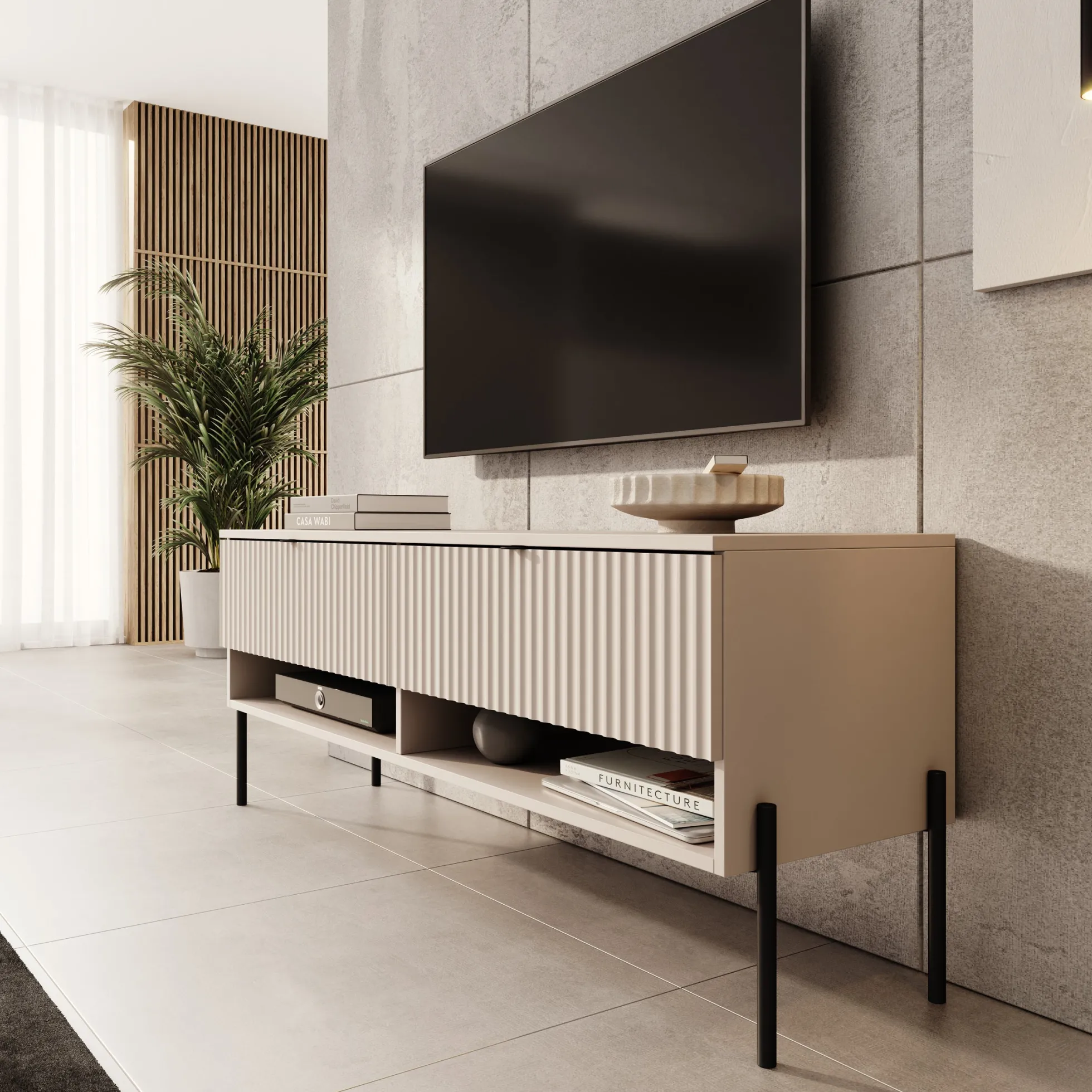 Oriya - TV-Meubel - Beige - 140x40x55 cm