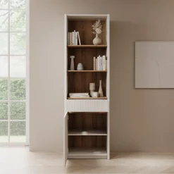 Orlano - Boekenkast - Beige - 61x42x197 cm