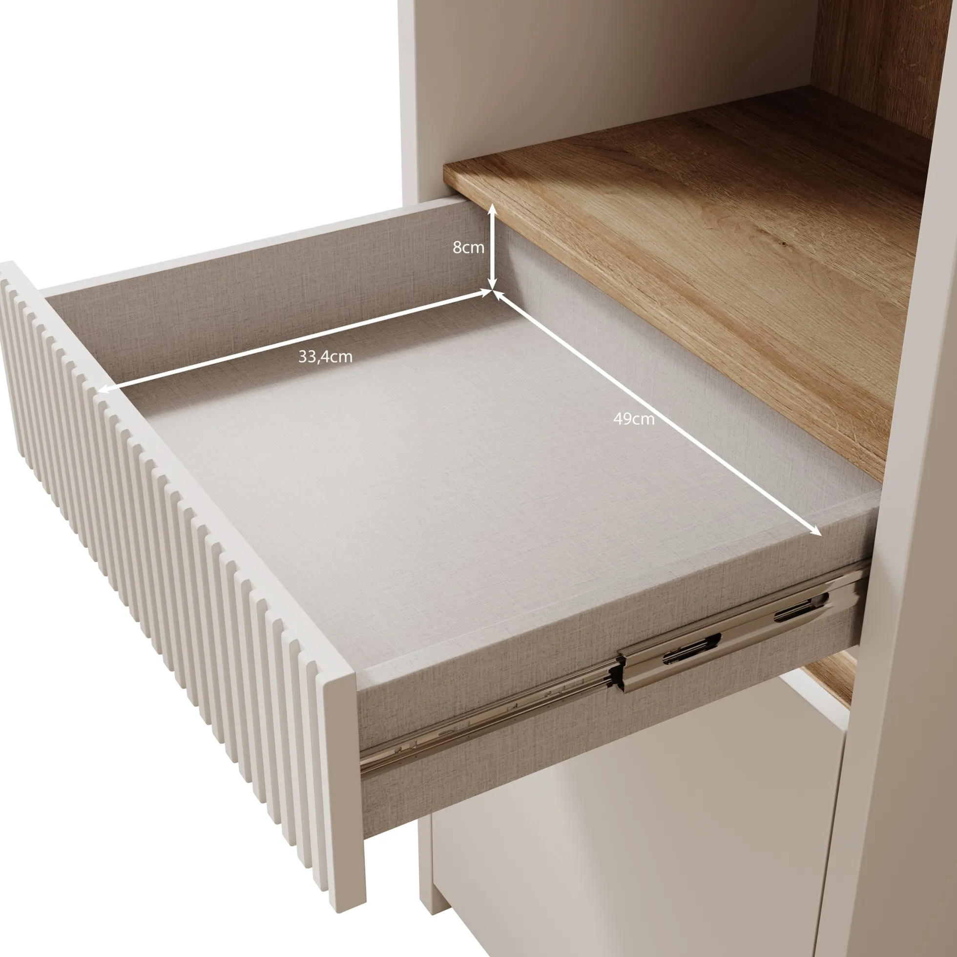Orlano - Boekenkast - Beige - 61x42x197 cm