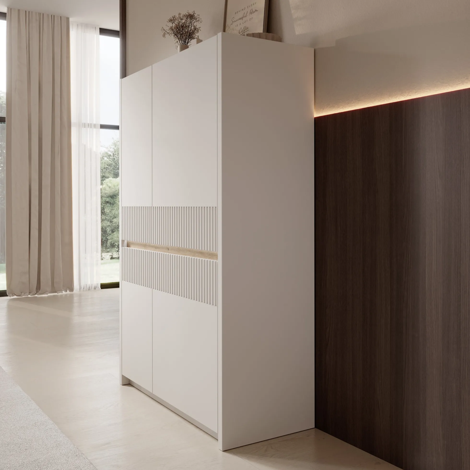 Orlano - Dressoir - Beige - 95x42x147 cm