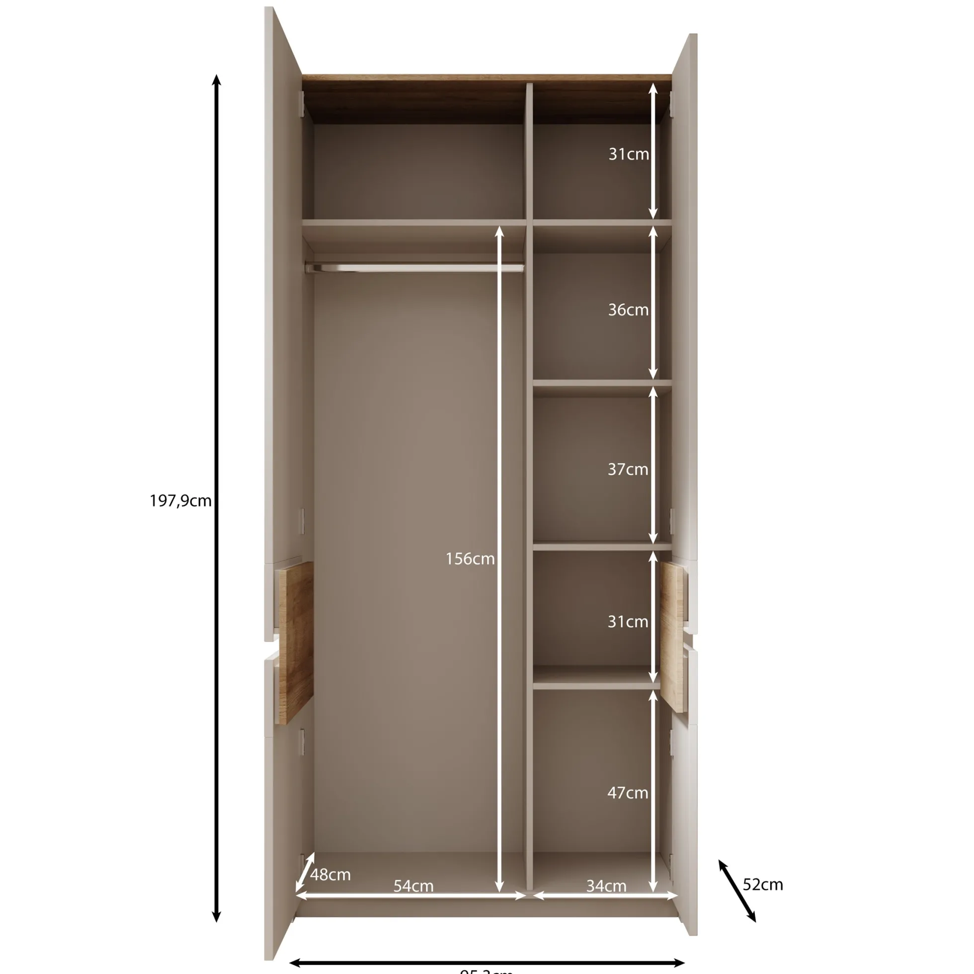 Orlano - Kledingkast - Beige - 95x52x198 cm