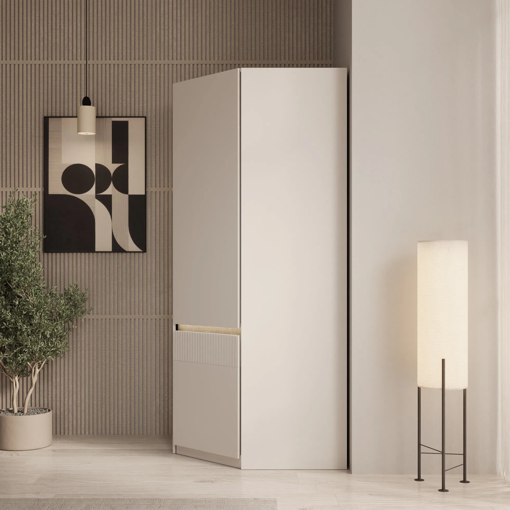 Orlano - Kledingkast hoek - Beige - 89x89x197 cm