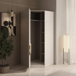 Orlano - Kledingkast hoek - Beige - 89x89x197 cm