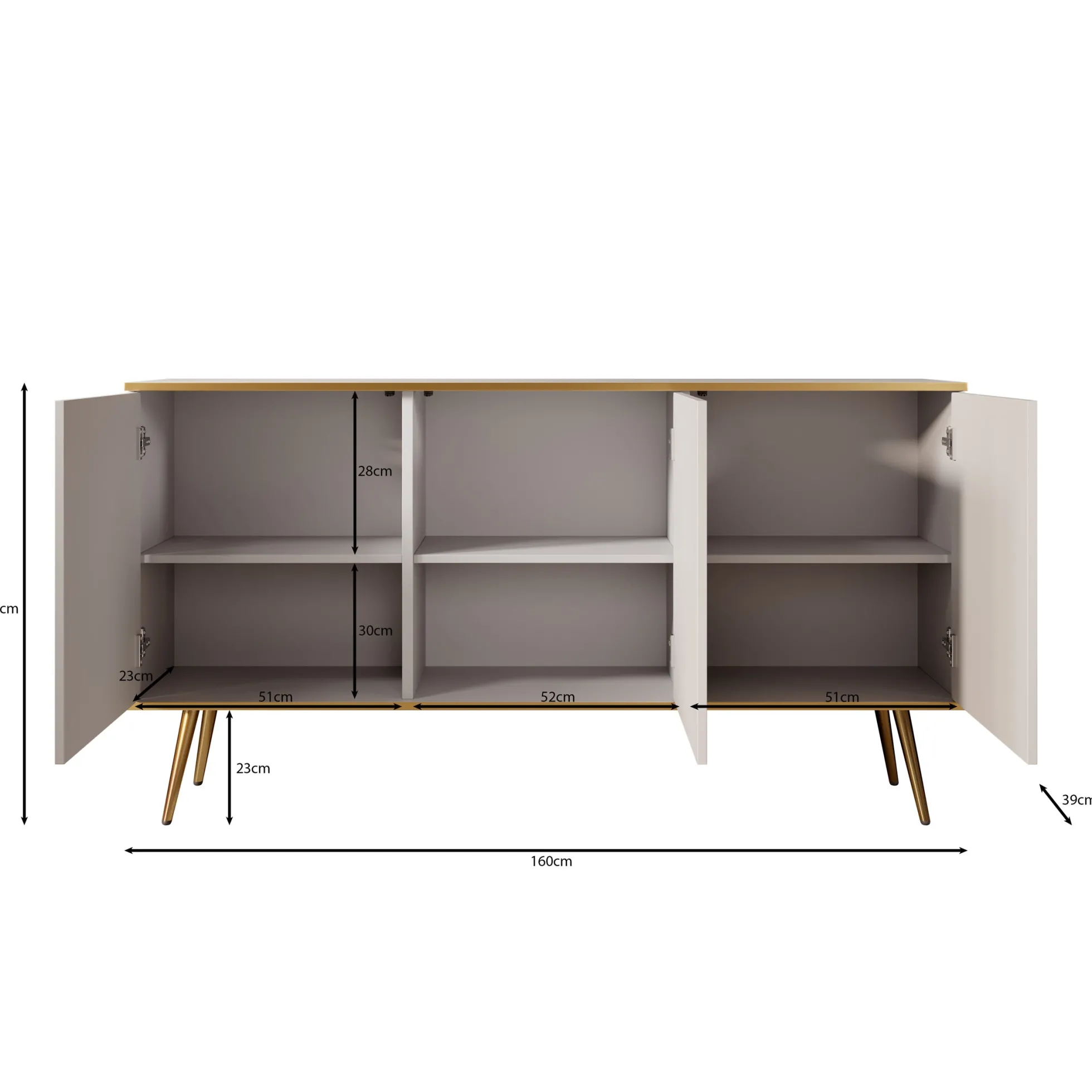Orleans - Dressoir - Beige - 160x39x85 cm