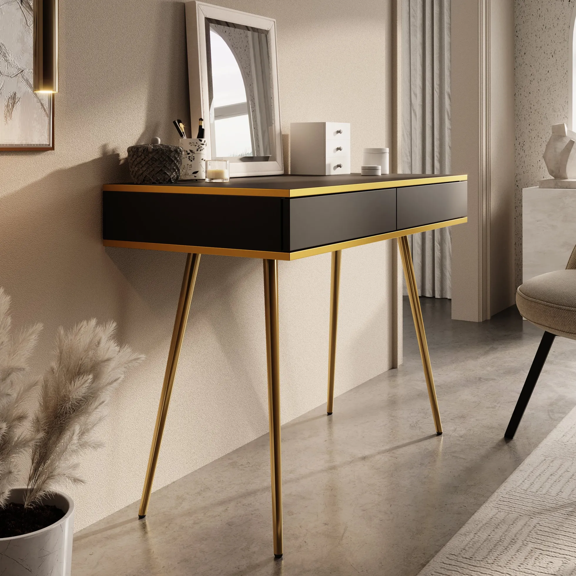 Orleans - Kaptafel - Zwart - 102x50 cm