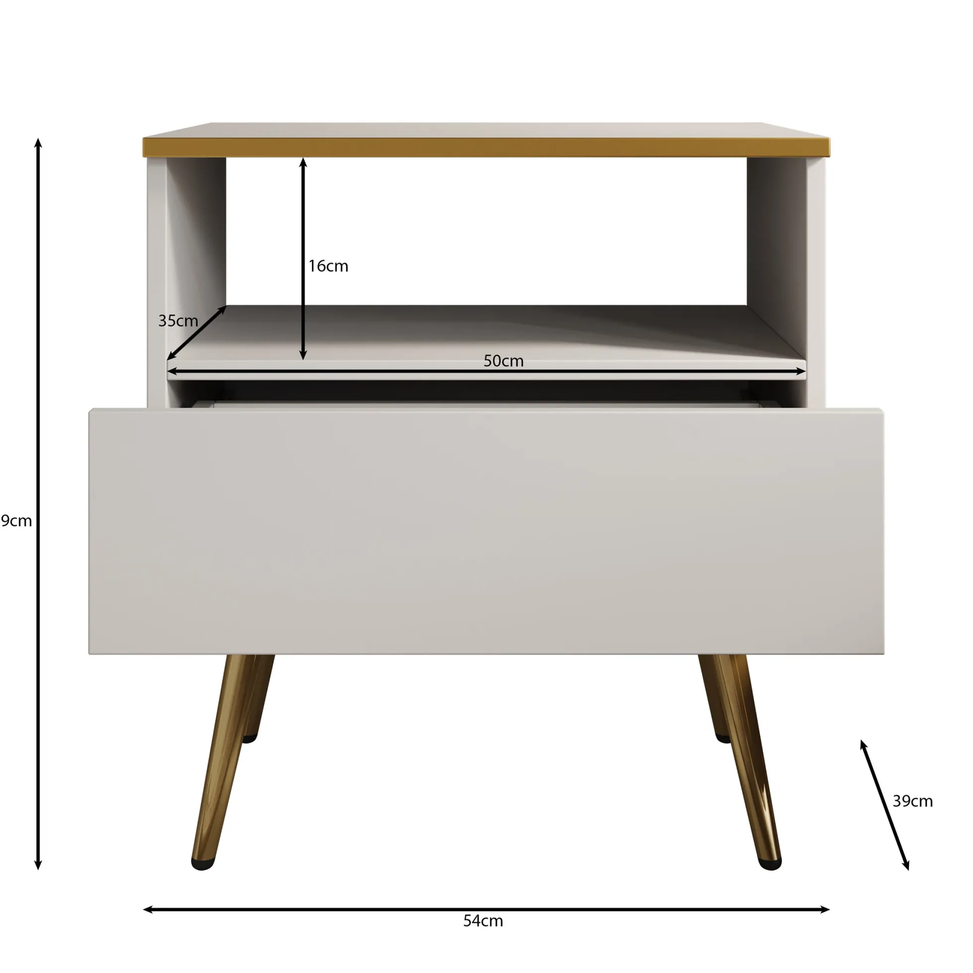 Orleans - Nachtkastje - Beige - 54x39x59 cm