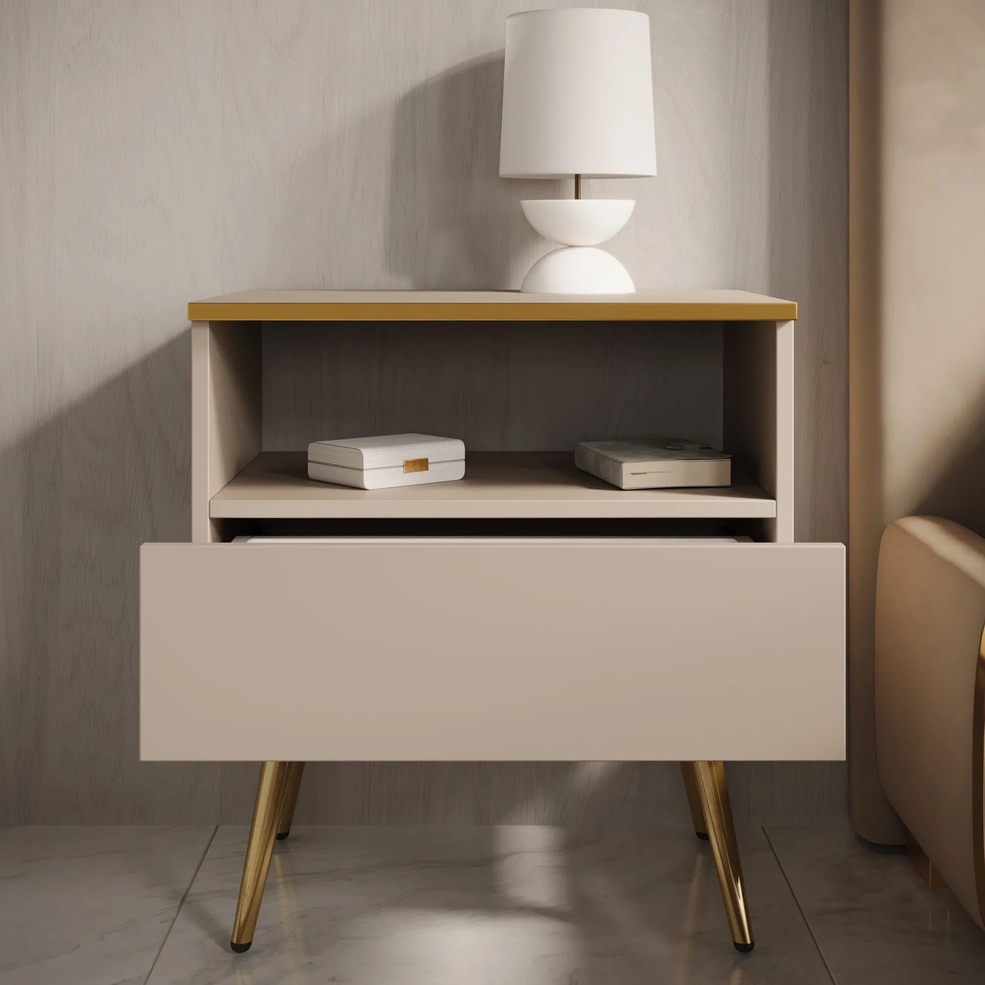 Orleans - Nachtkastje - Beige - 54x39x59 cm