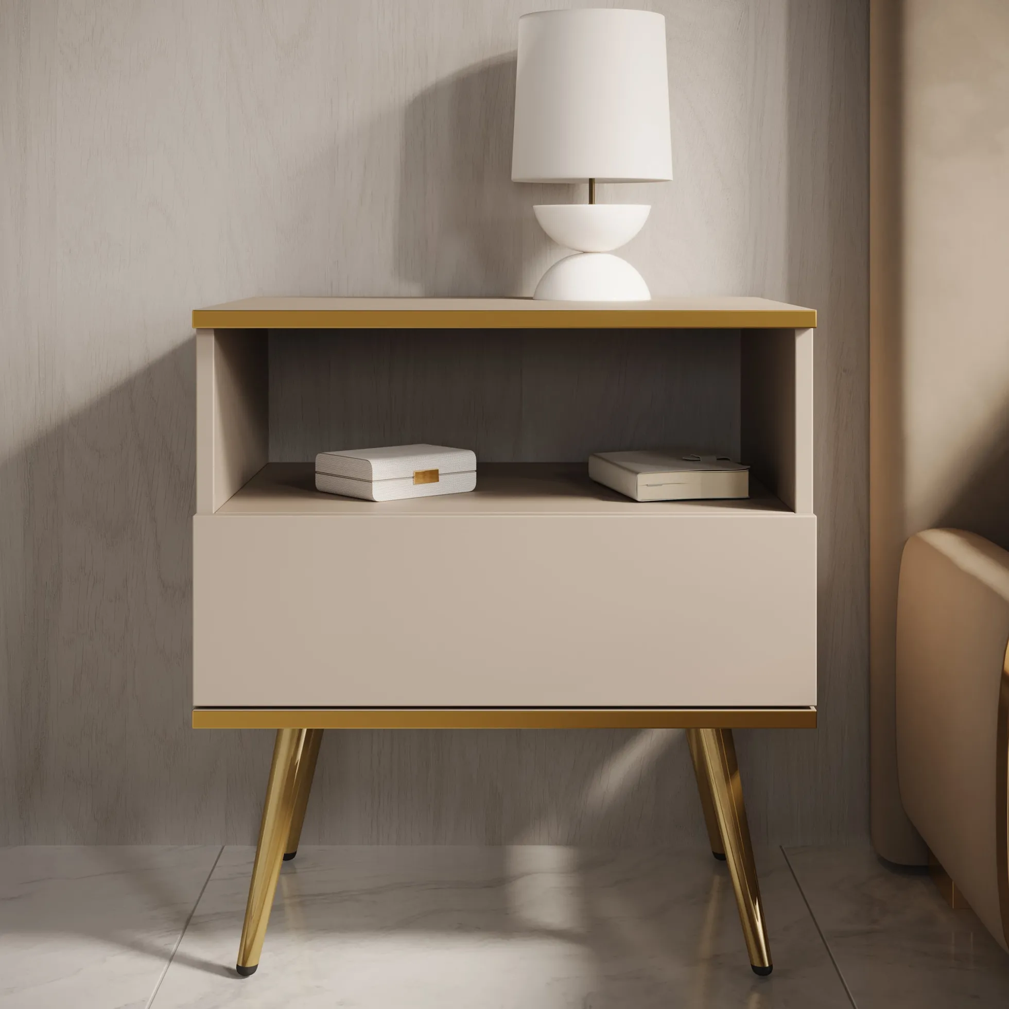 Orleans - Nachtkastje - Beige - 54x39x59 cm