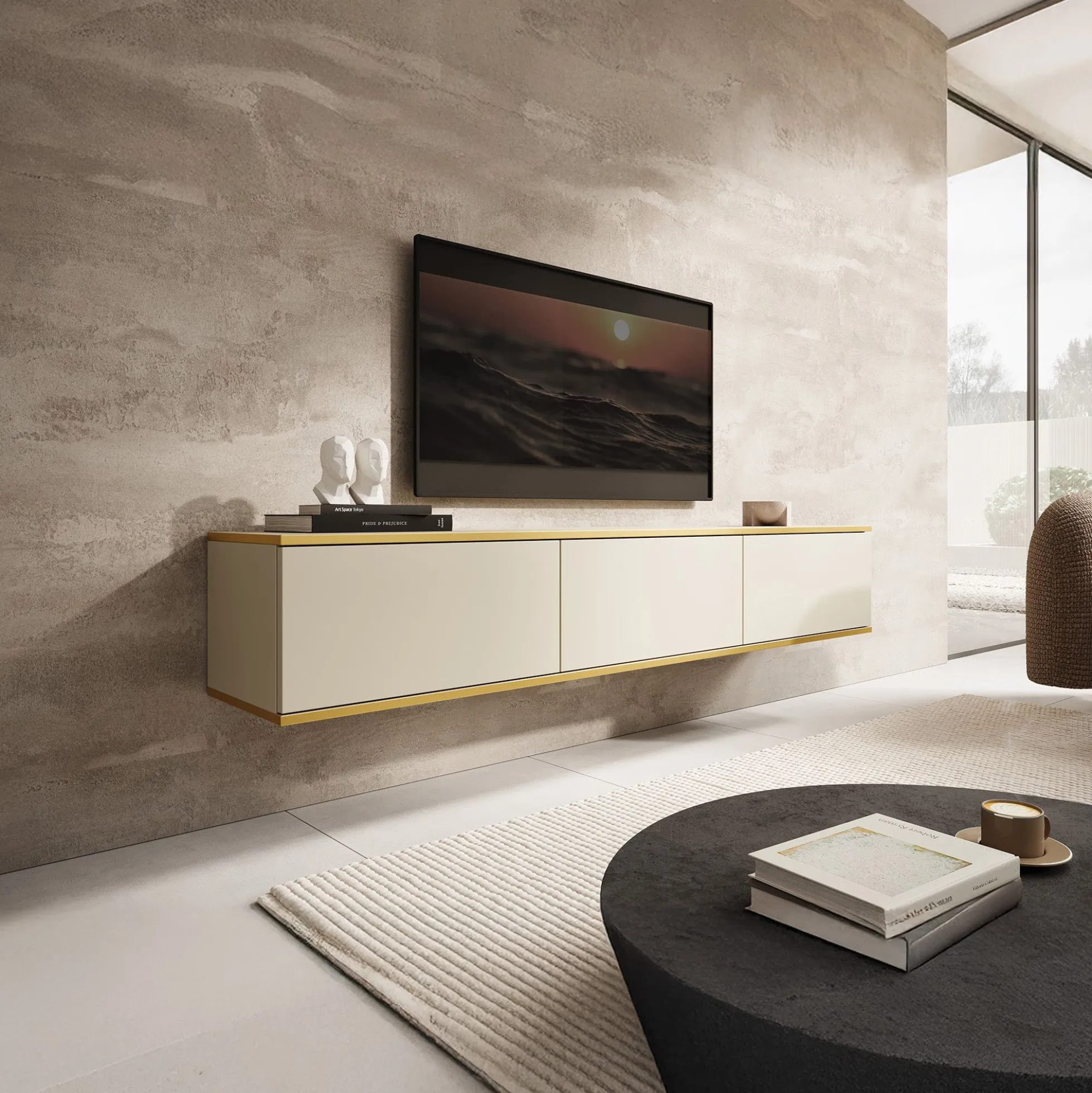 Orleans - TV-Meubel - Beige - 175x32x30 cm
