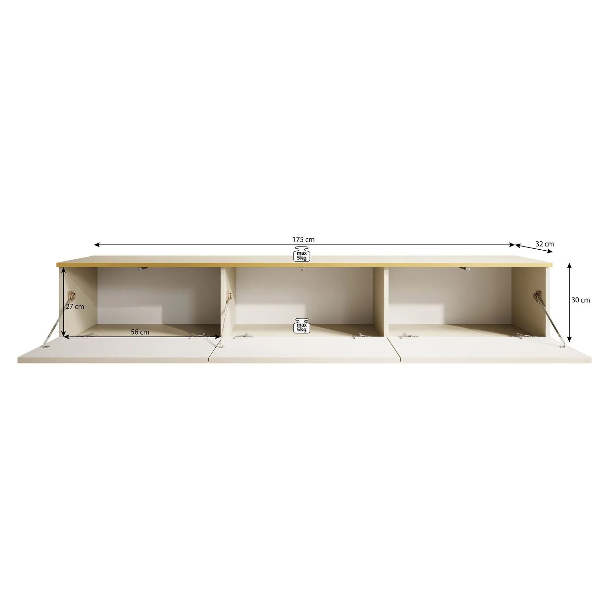 Orleans - TV-Meubel - Beige - 175x32x30 cm