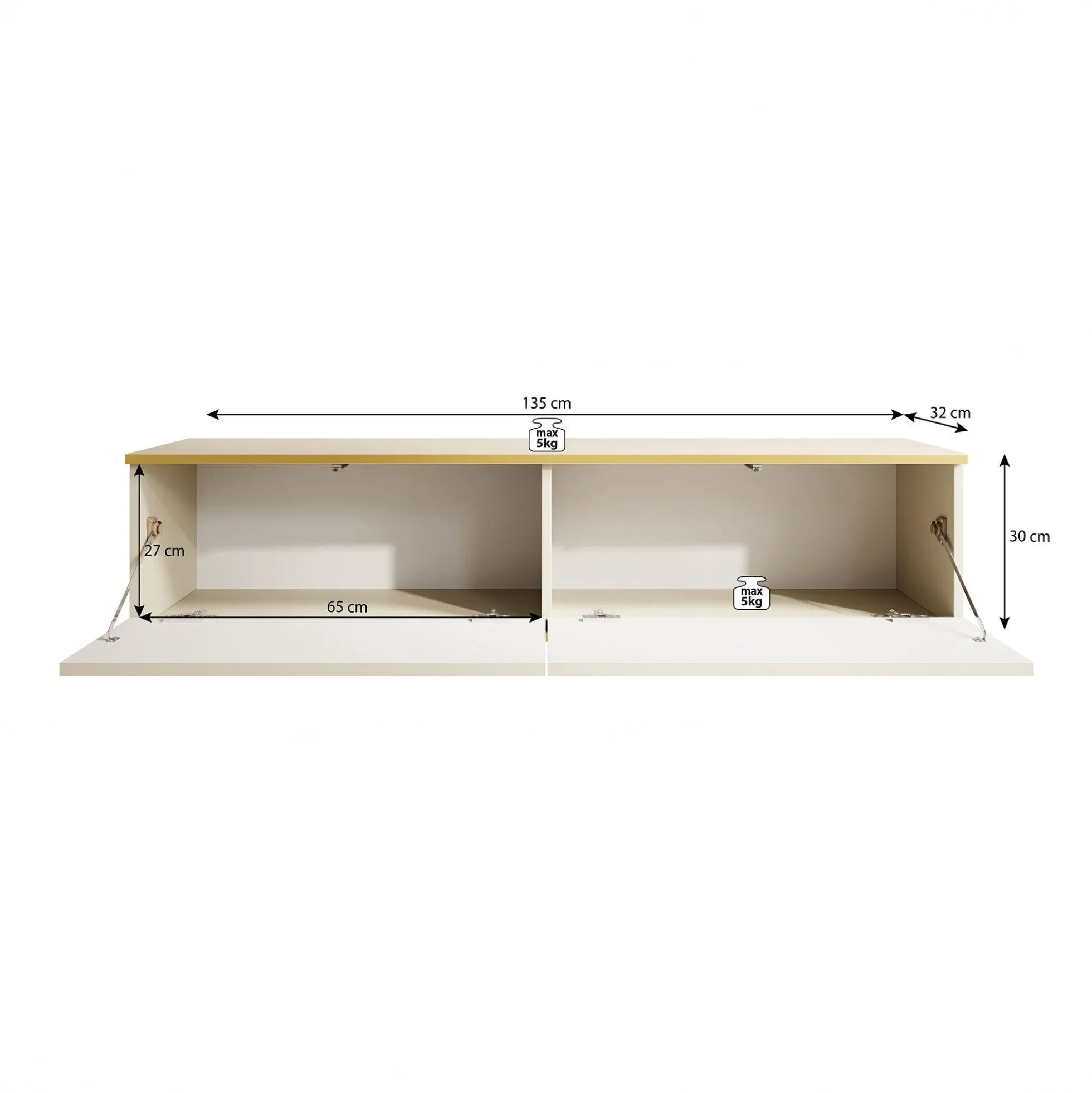 Orleans - TV-Meubel - Zwart - 135x32x30 cm