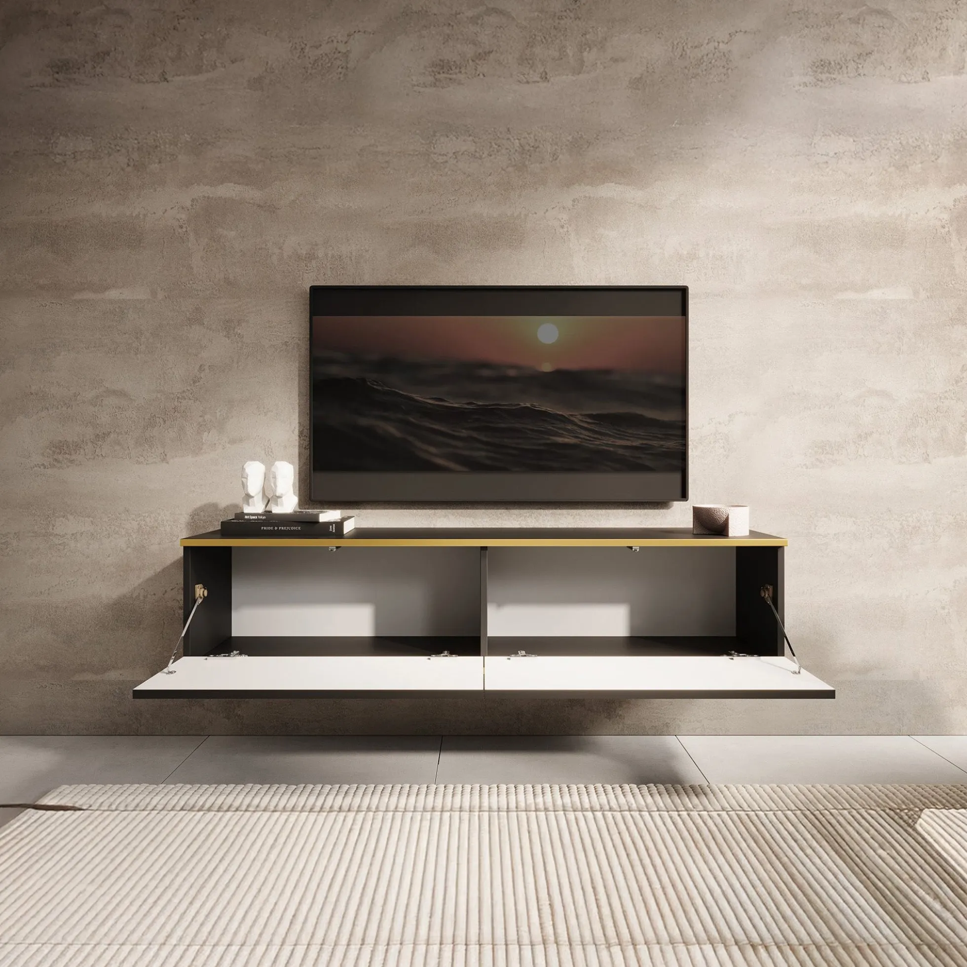 Orleans - TV-Meubel - Zwart - 135x32x30 cm