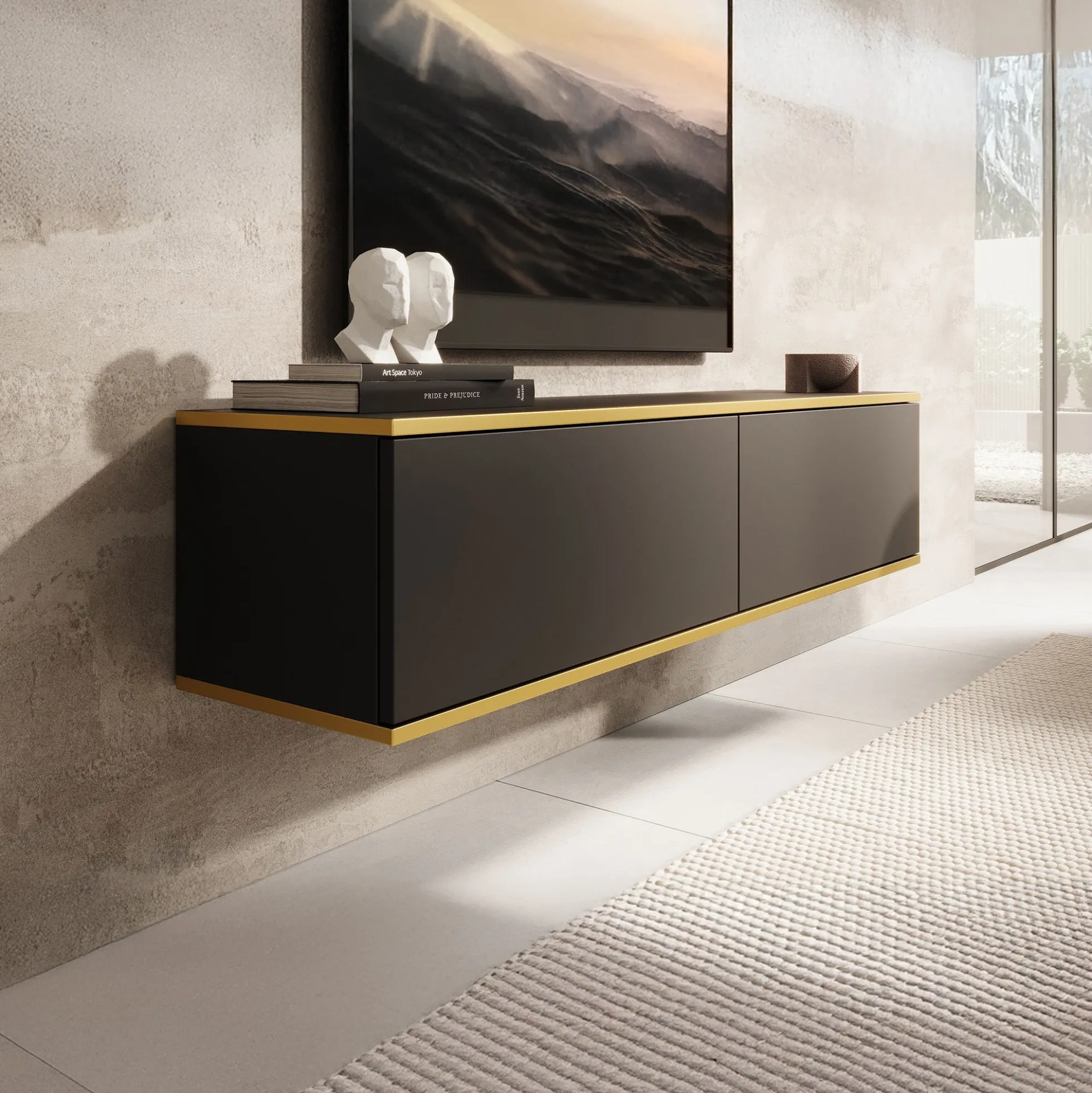 Orleans - TV-Meubel - Zwart - 135x32x30 cm