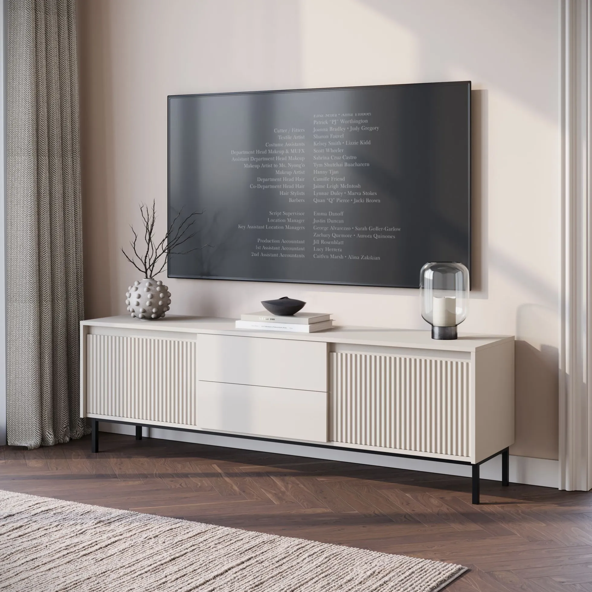 Orvana 2 - TV-Meubel met 2 deuren - Beige - 174x40x60 cm