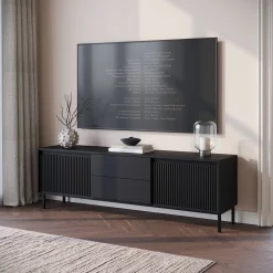 Orvana 2 - TV-Meubel met 2 deuren - Zwart - 174x40x60 cm
