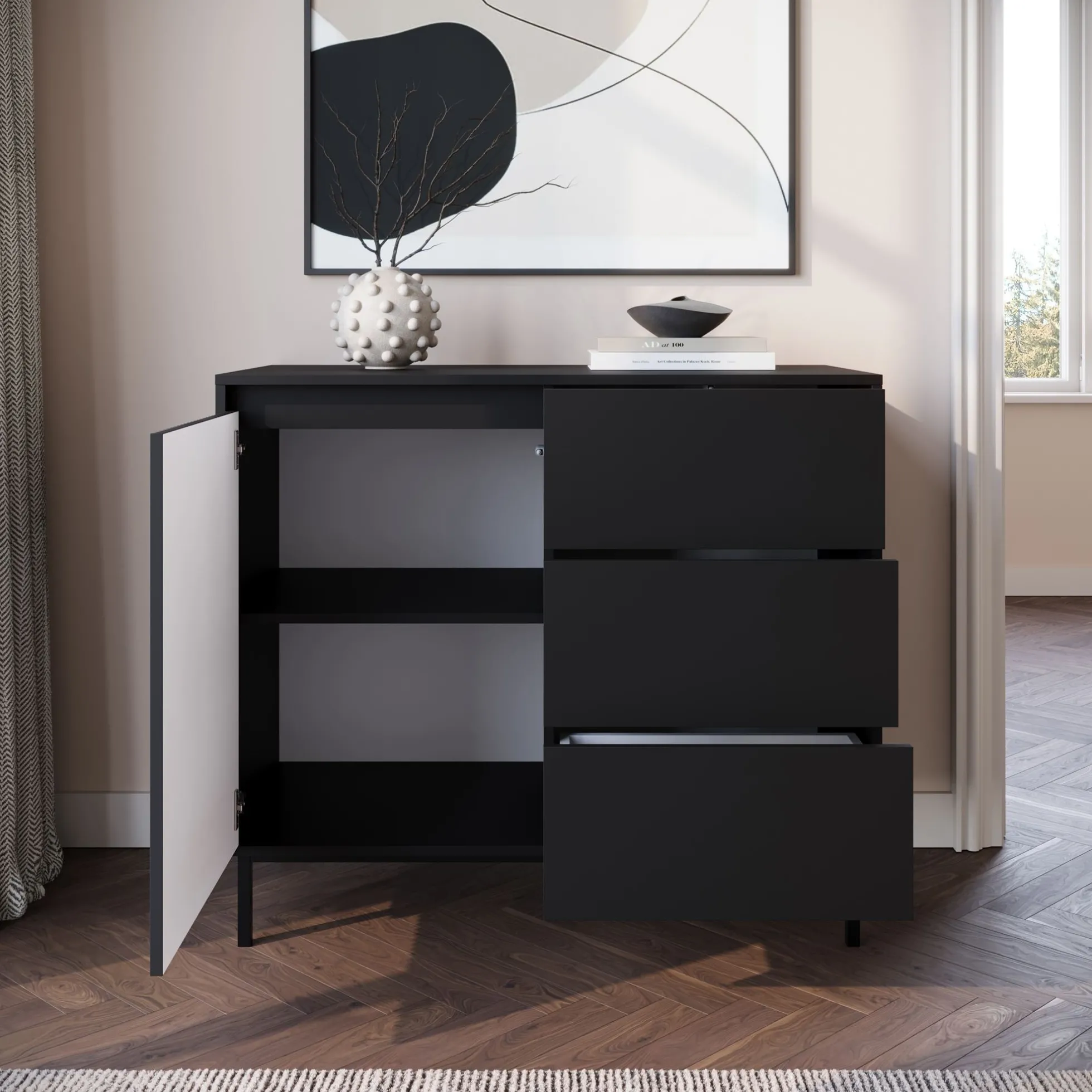 Orvana - Dressoir - Zwart - 103x50x90 cm
