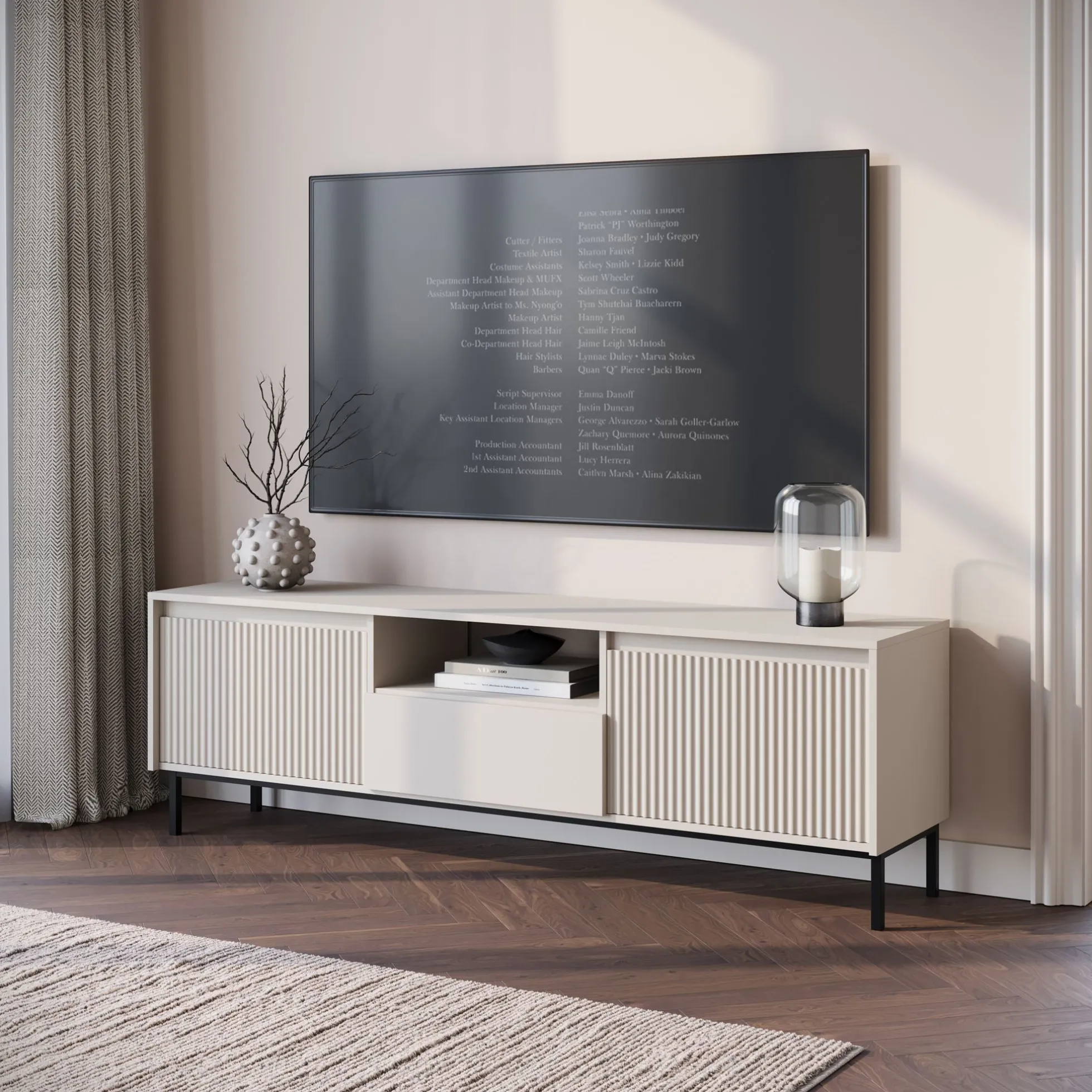 Orvana - TV-Meubel met 2 deuren - Beige - 174x40x60 cm