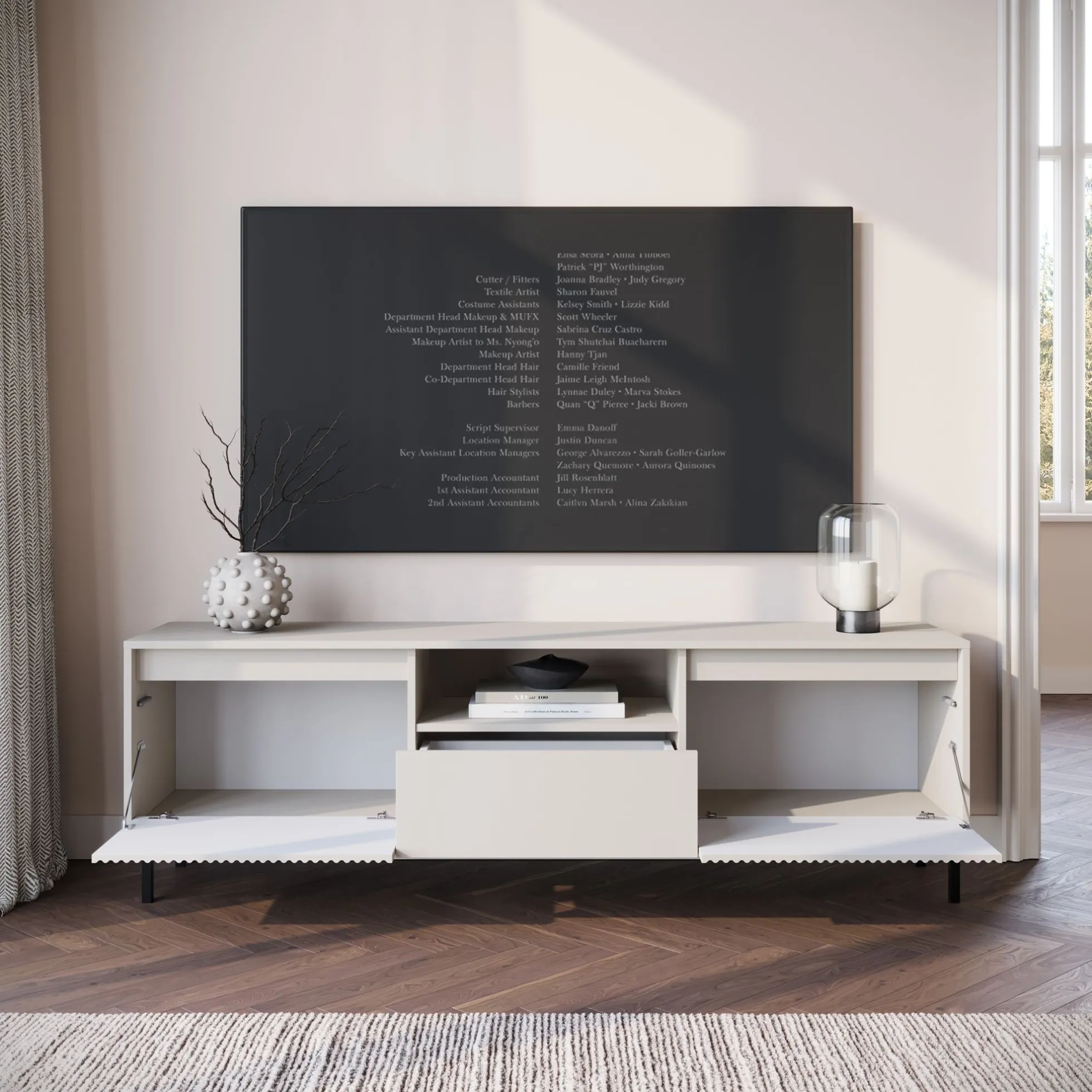 Orvana - TV-Meubel met 2 deuren - Beige - 174x40x60 cm