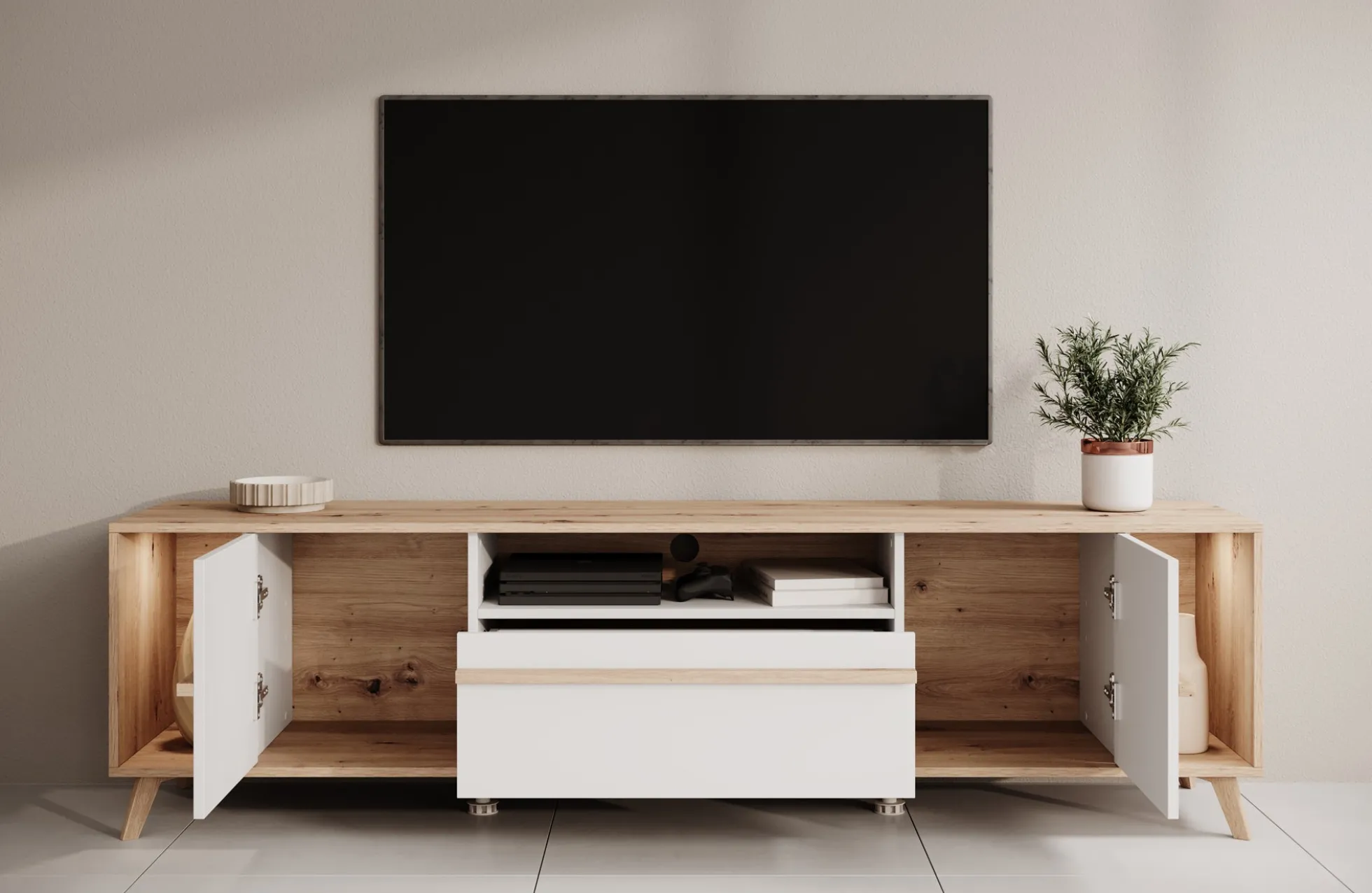 Oswald - TV-Meubel - Wit - 189 cm