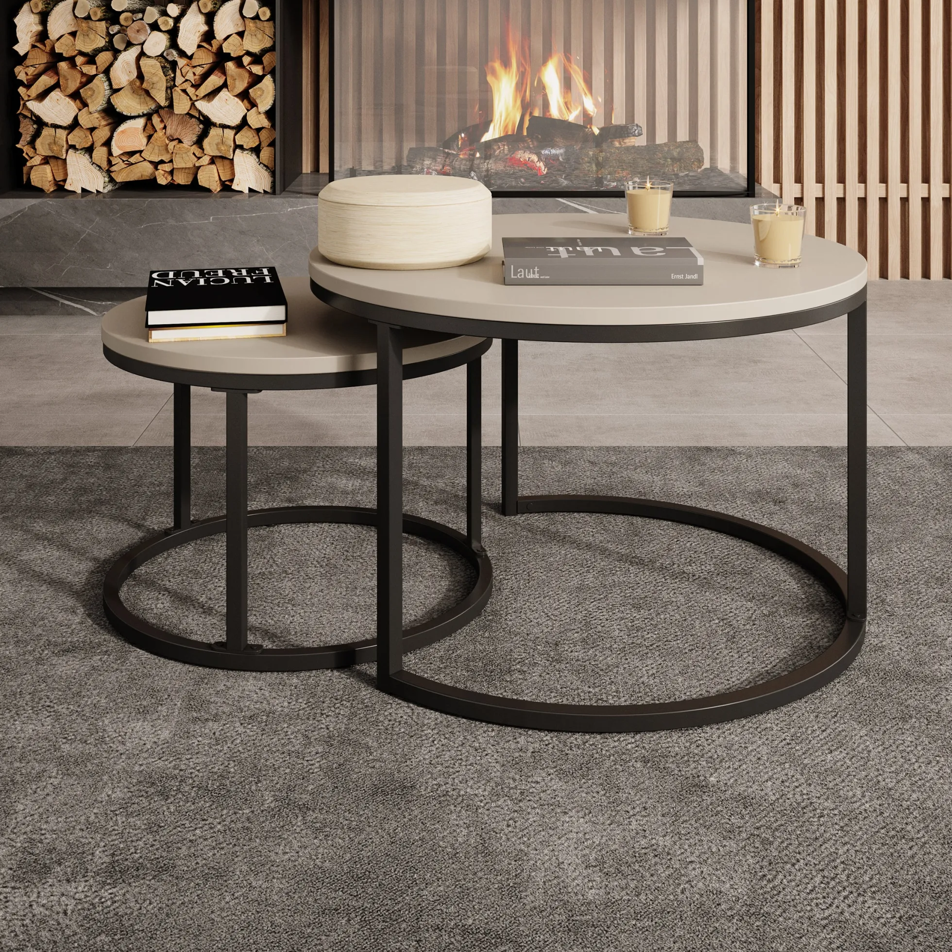Ovalo - Salontafel set van 2 - Beige