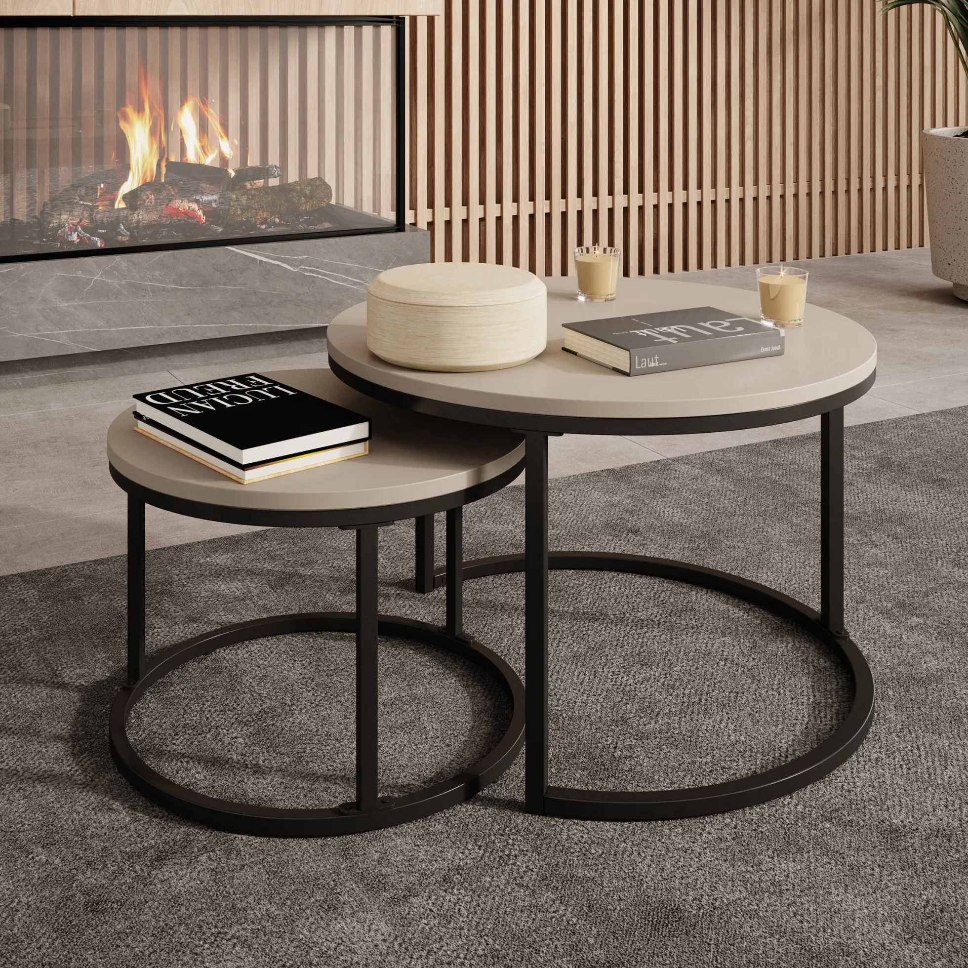 Ovalo - Salontafel set van 2 - Beige