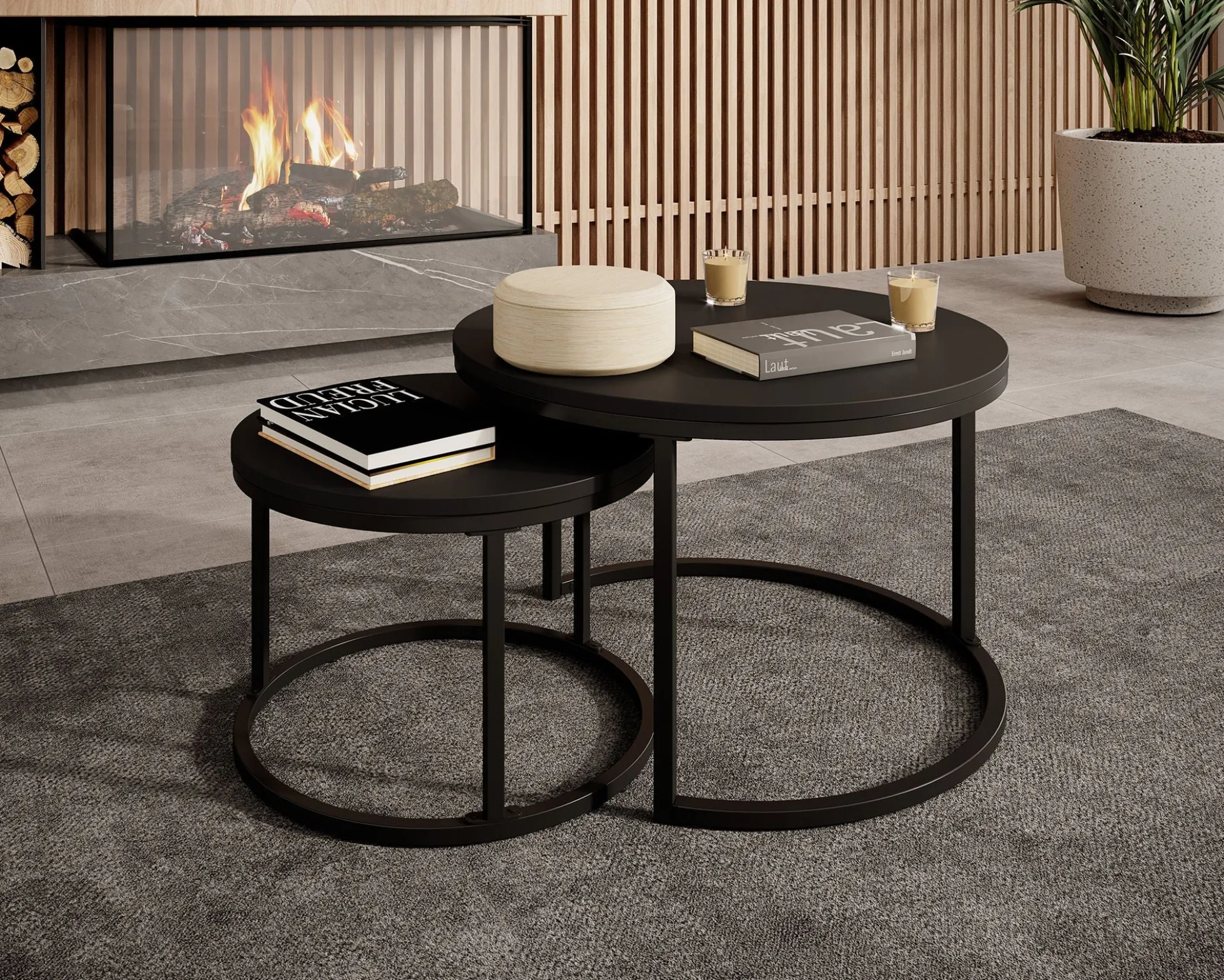 Ovalo - Salontafel set van 2 - Zwart