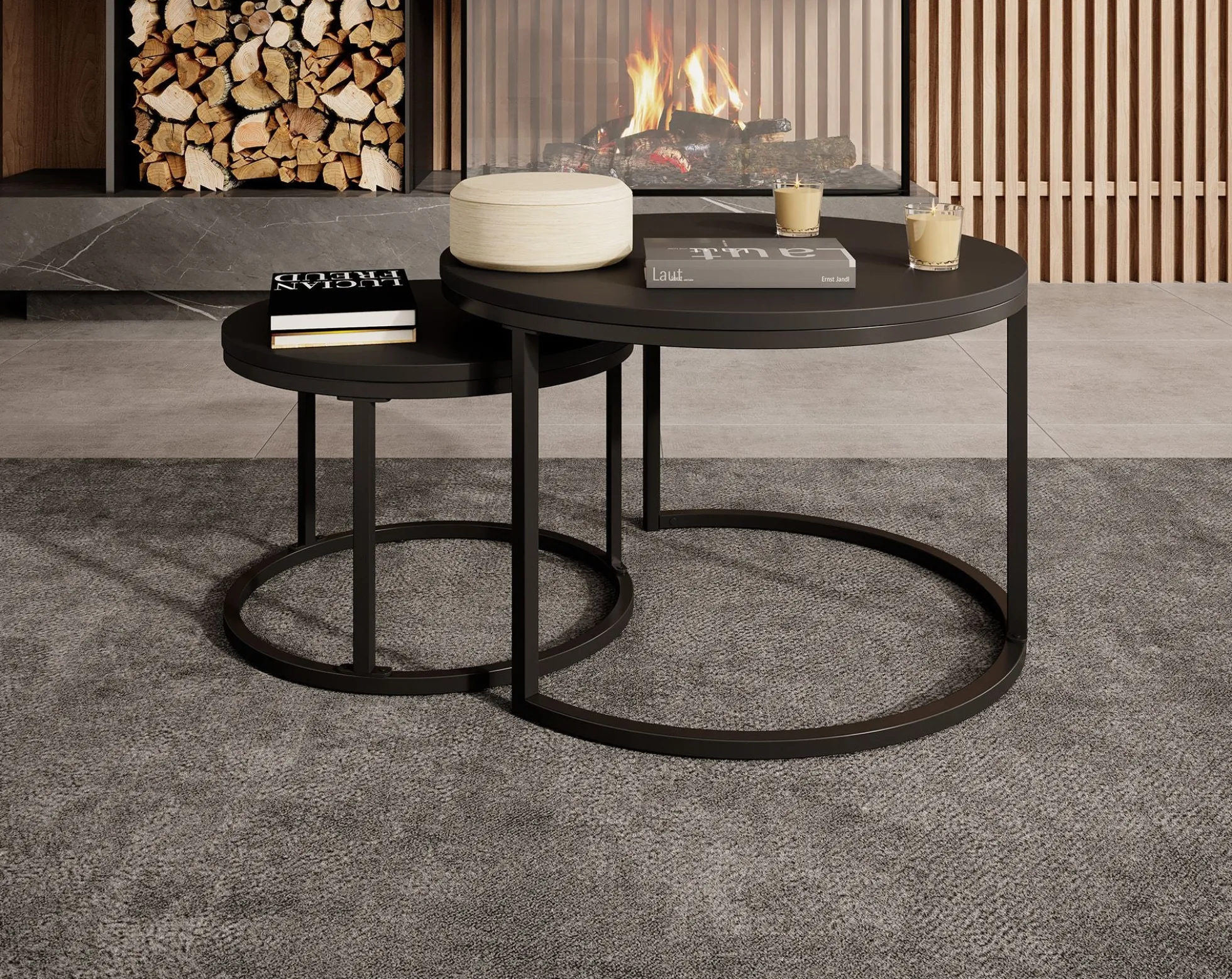 Ovalo - Salontafel set van 2 - Zwart