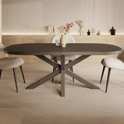 Ovelis - Eetkamertafel - Zwart eiken - 209x100x77 cm