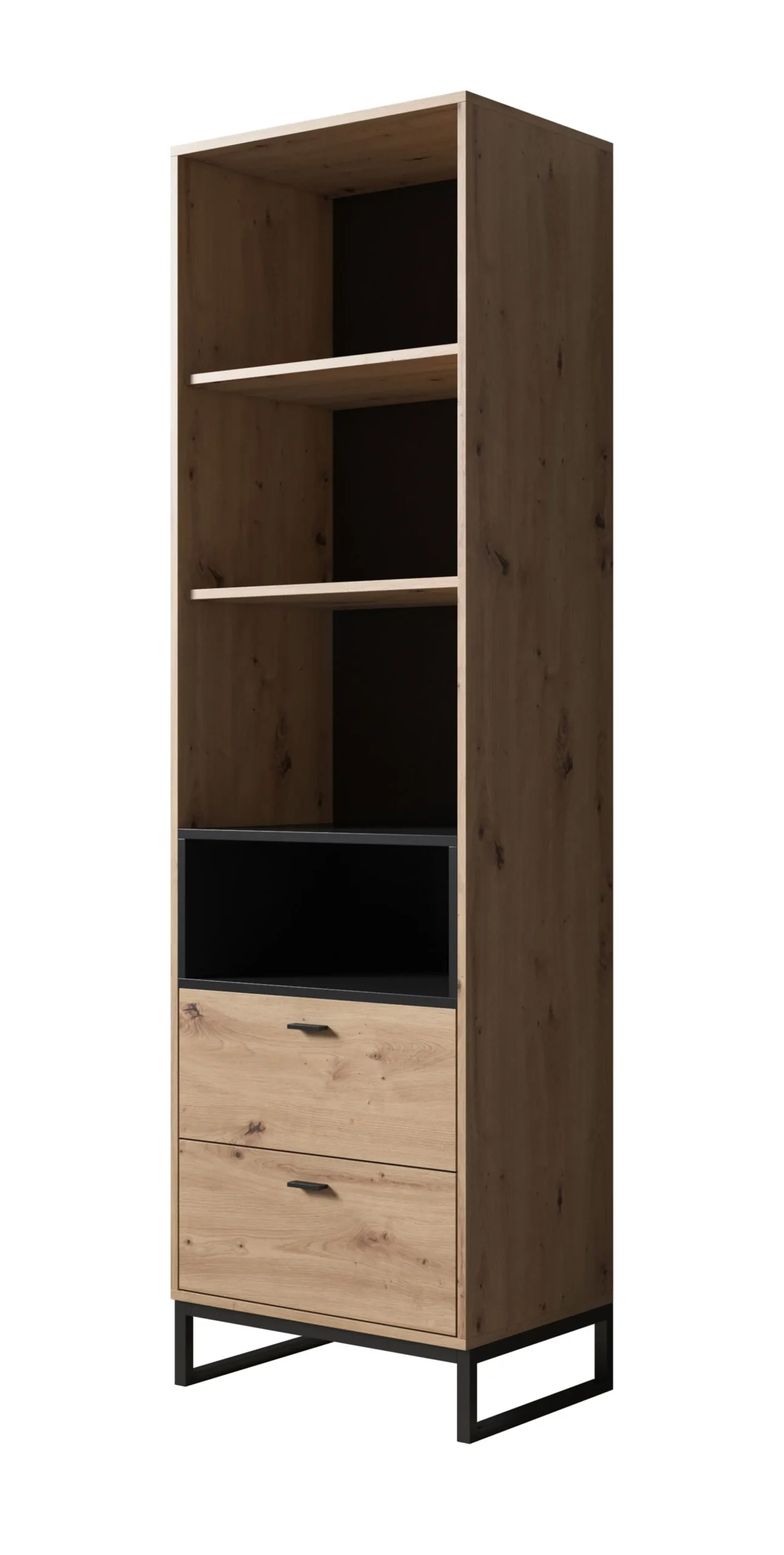 Ozzy - Boekenkast - Eiken/zwart - 60x40x202 cm