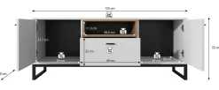Ozzy - TV-Meubel met 2 deuren - Eiken/zwart - 135x40x55cm