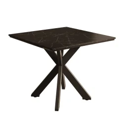 Pacey - Eetkamertafel - Zwart marmerlook - 90x90x74 cm