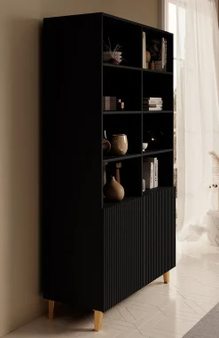 Palamos - Boekenkast - Mat zwart - 100x40x177 cm