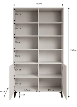 Palamos - Boekenkast - Mat zwart - 100x40x177 cm