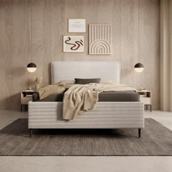 Palawan - Tweepersoonsbed - Ribstof beige - 140x200 cm