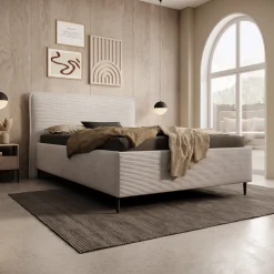Palawan - Tweepersoonsbed - Ribstof beige - 140x200 cm