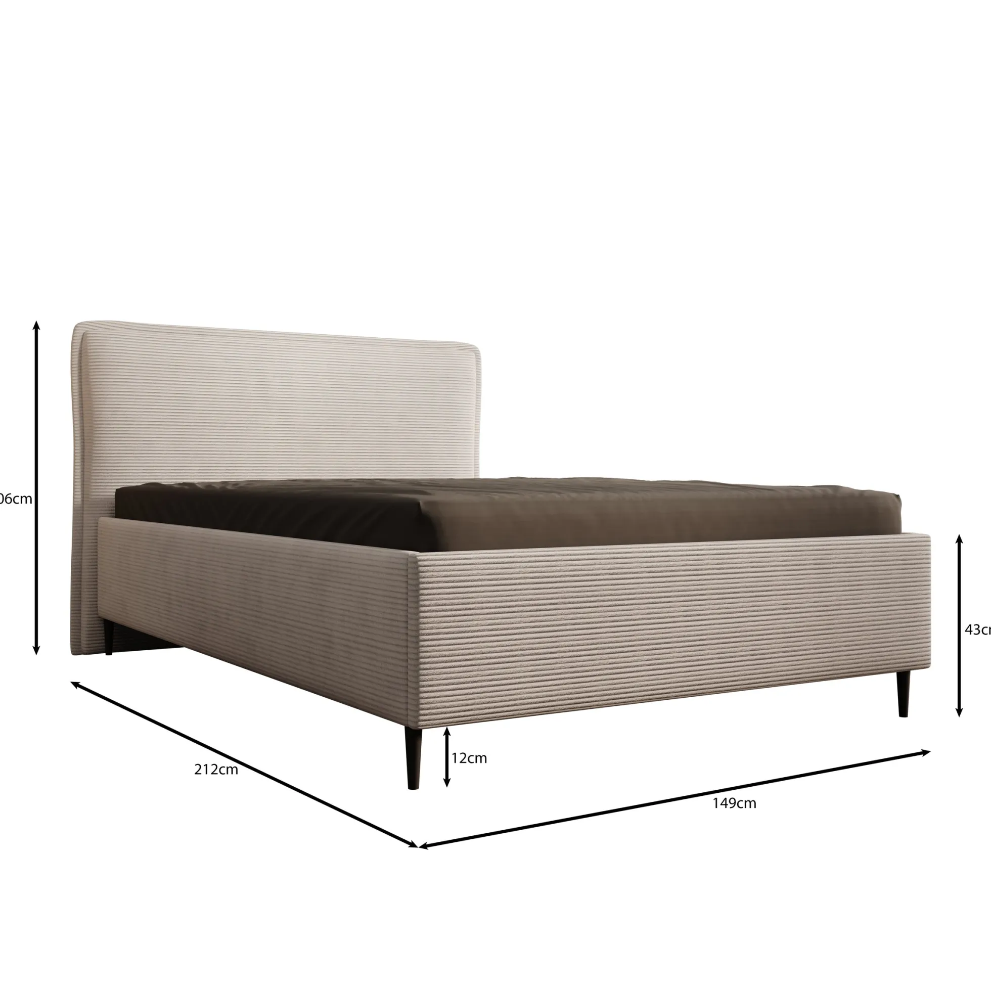 Palawan - Tweepersoonsbed - Ribstof beige - 140x200 cm