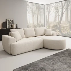 Palladio - Hoekbank 3-zits met chaise longue - Stof beige - Rechts