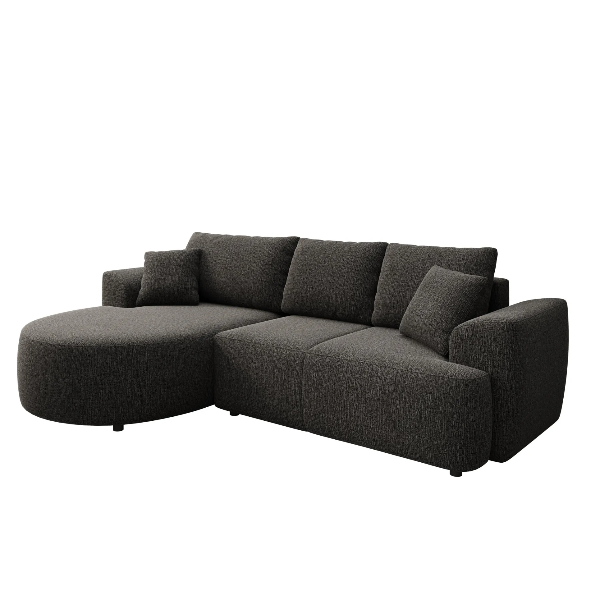 Palladio - Hoekbank 3-zits met chaise longue - Stof zwart - Links